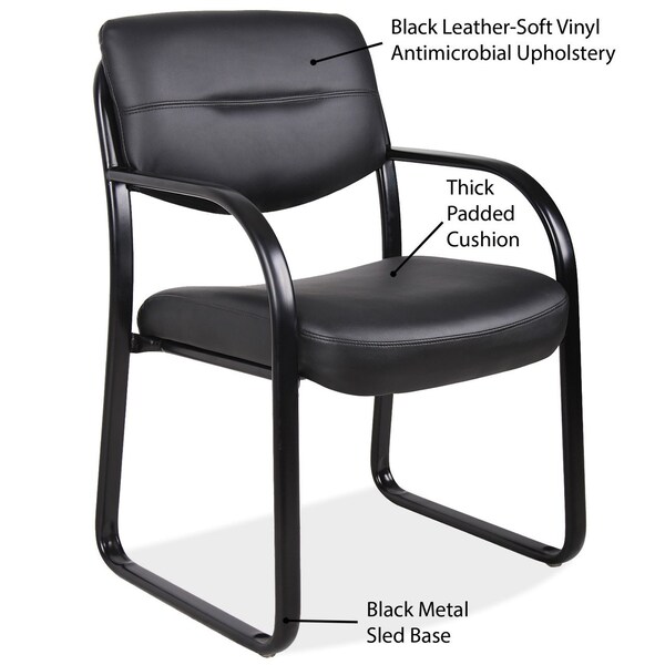 Merit Collection Sled Base Guest Chair With Arms And Black Frame